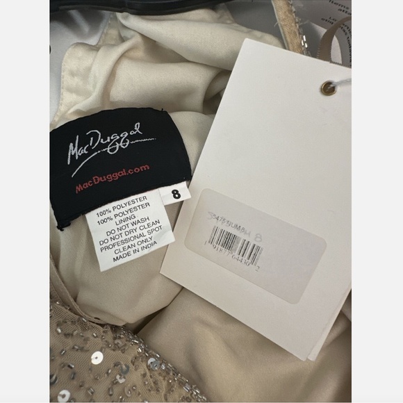NWT $598 Mac Duggal [ 8 ] Floral Embellished Spaghetti Strap Gown in Nude #G1458 - Picture 5 of 13